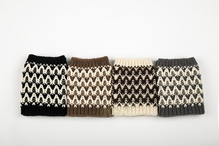 Womens Knit Boot Cuffs Color block wavy Boot Toppers Winter Short Leg Warmers